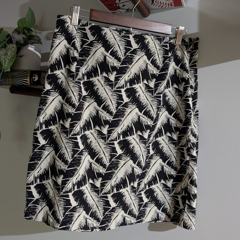 White Stag | Vintage Tropical Leaf 100% Cotton Above Knee Length Skirt | Size 10